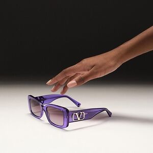 Valentino Garavani Purple Sunglasses with Gold Accent